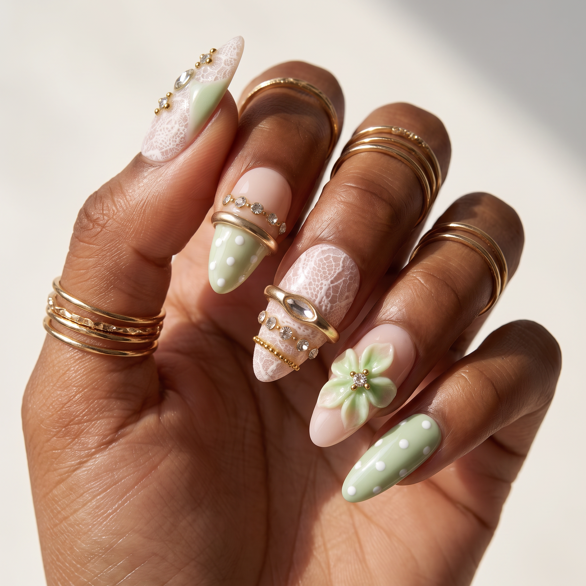 Sage Lace & Gilded Mint