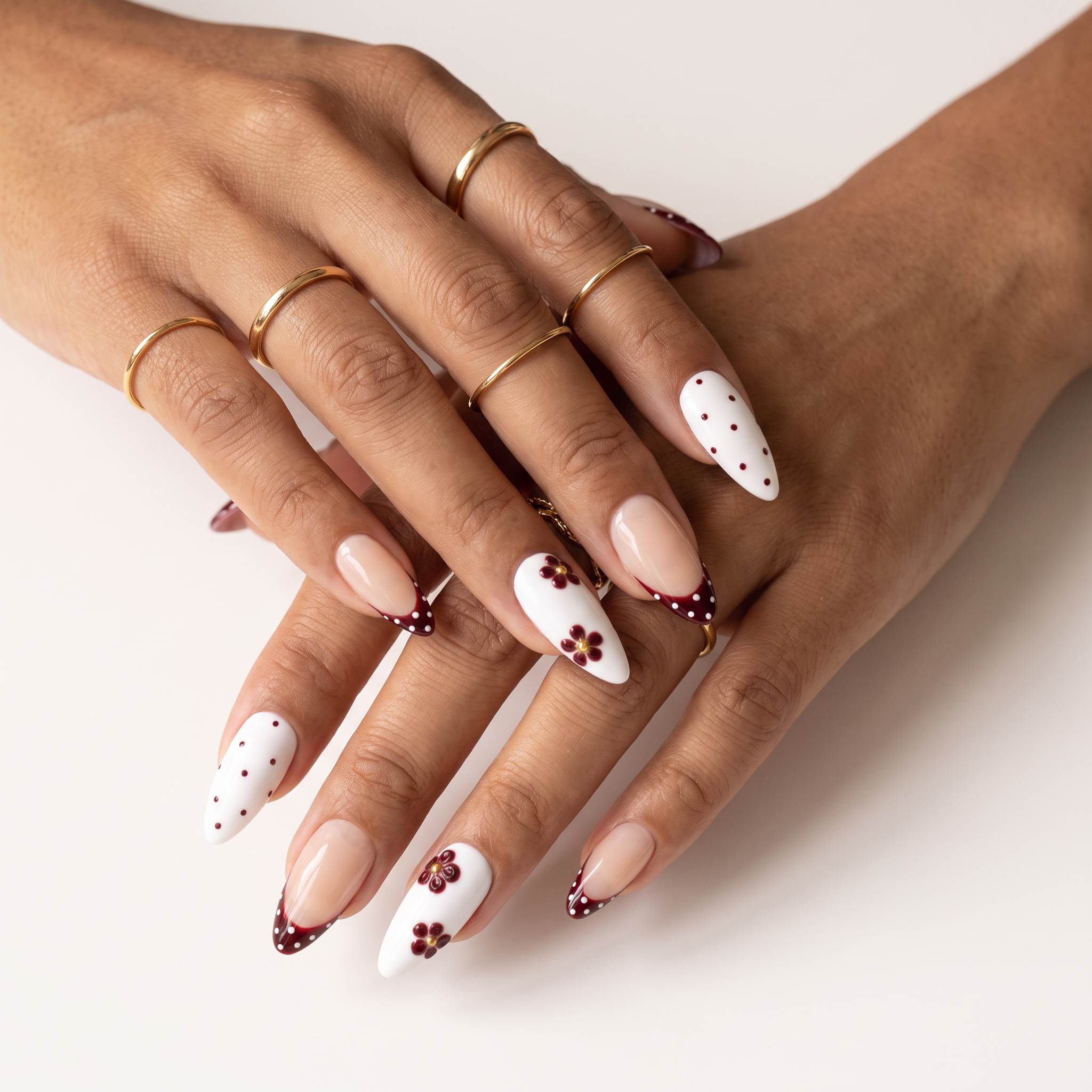 Vintage Burgundy Floral & Porcelain Dots