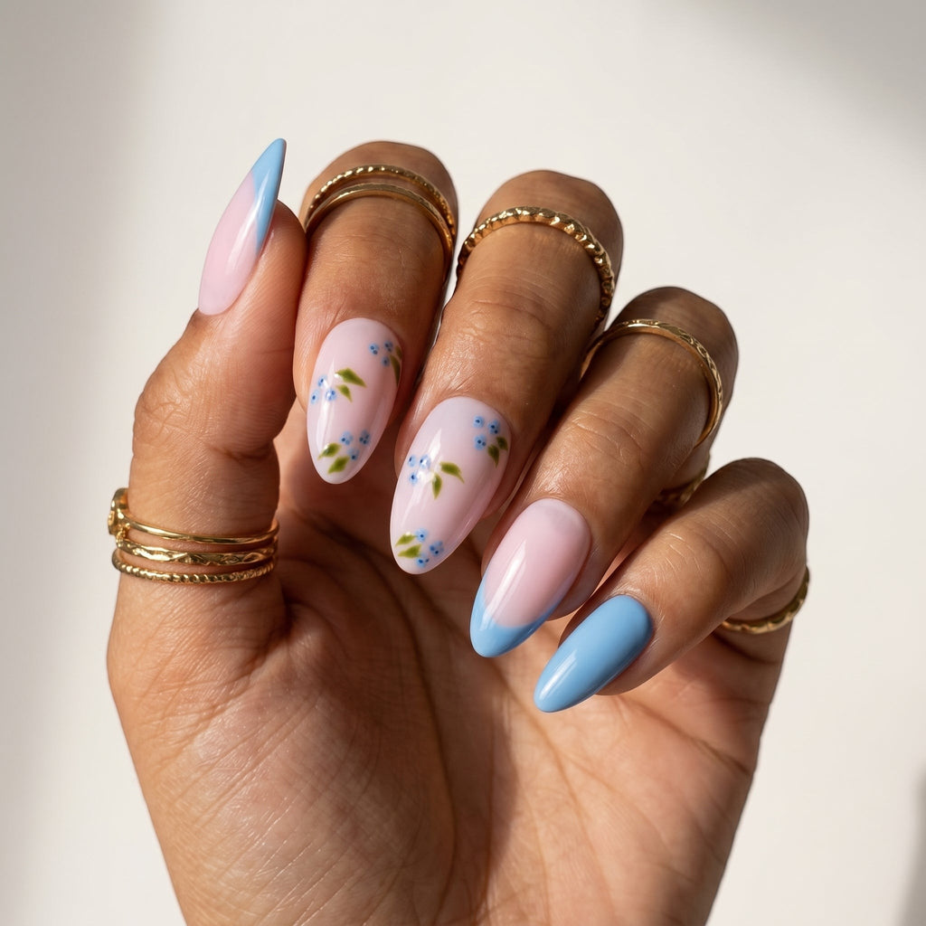 Cornflower Blue Ombré & Delicate Floral